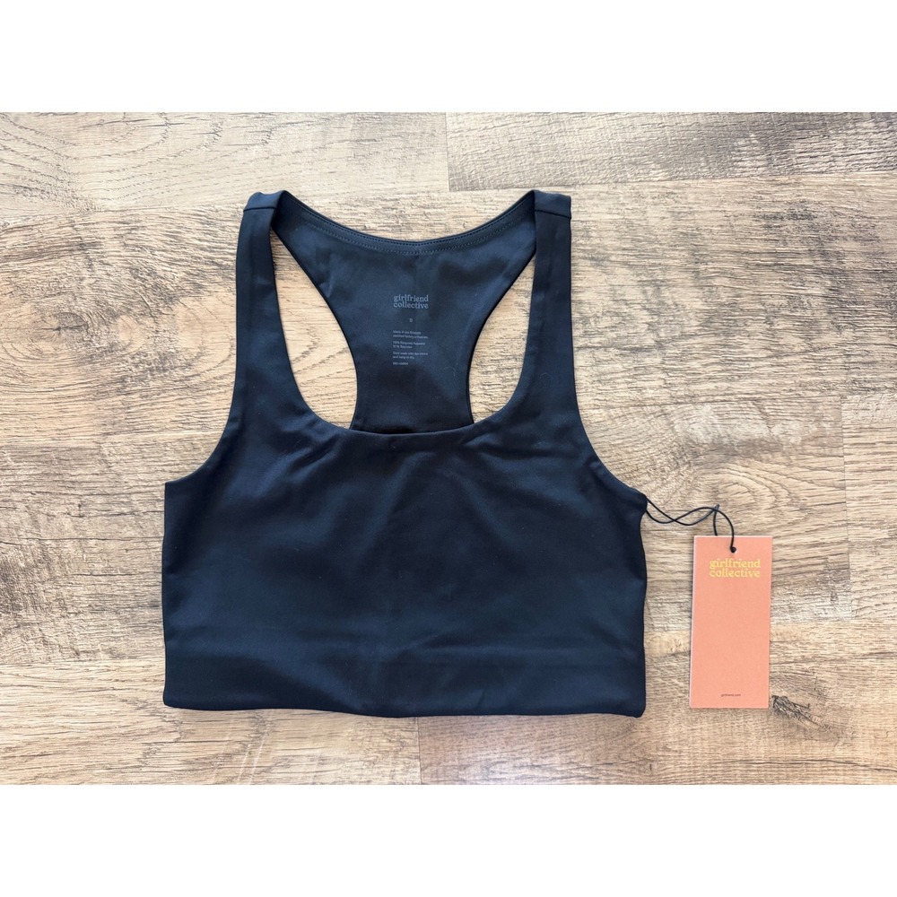 Girlfriend Collective Paloma Bra Black Racerback Sports Bra 1002 Small NWT
